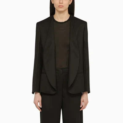 Shop Calvin Klein Black Satin Single Breasted Jacket