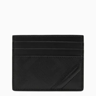 Shop Fendi Black Leather Shadow Diagonal Card Holder