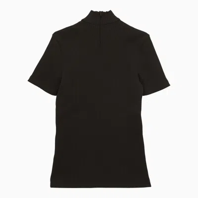 Shop Fendi Black Ribbed Nylon T Shirt With Logo