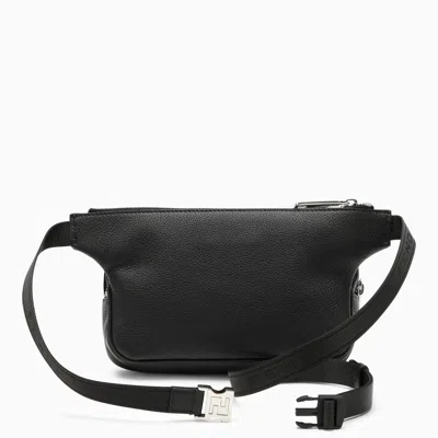Shop Fendi Black Leather Belt Bag With Logo