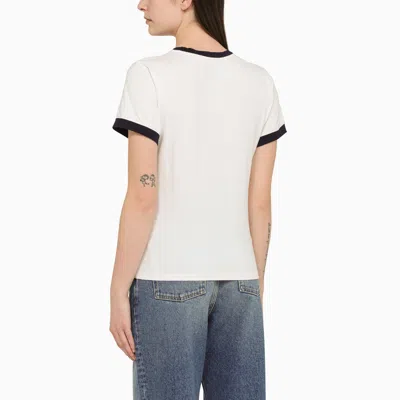 Shop Golden Goose White/bordeaux Cotton T Shirt With Logo