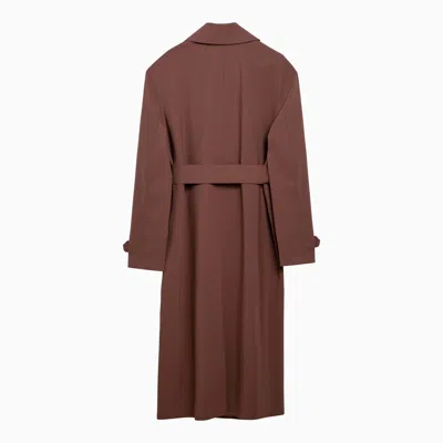 Shop Harris Wharf London Trench Coat Marron À Double Boutonnage Avec Ceinture