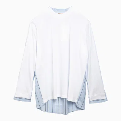 Shop Marni White T Shirt With Cotton Shirt Insert