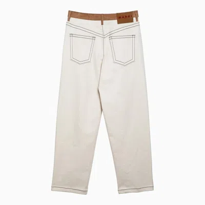 Shop Marni White/beige Regular Denim Jeans