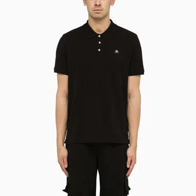 Shop Moose Knuckles Classic Black Cotton Polo Shirt With Logo