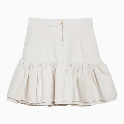 Patou White Cotton Flounced Mini Skirt