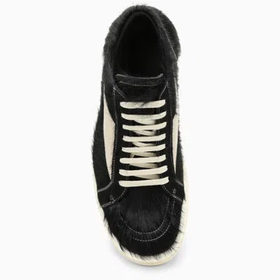 Shop Rick Owens Black/white Sneaker In Leather With Fur