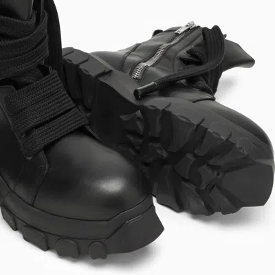 Shop Rick Owens Black Leather Lace Up Boot