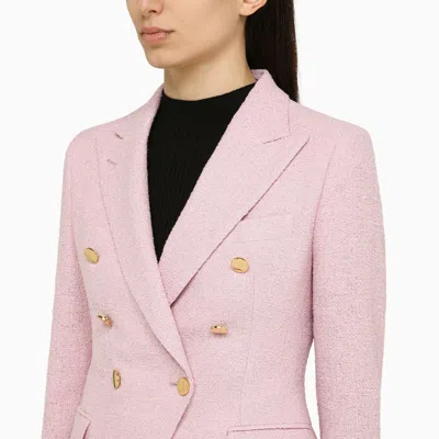 Shop Tagliatore Pink Linen Blend Double Breasted Jacket