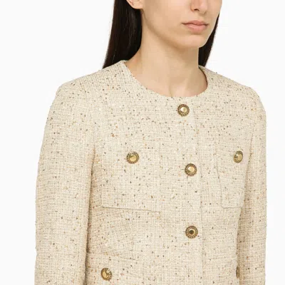 Shop Tagliatore Single Breasted Beige Cotton Blend Jacket With Buttons
