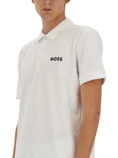 Shop Hugo Boss Boss Polo With Logo In White