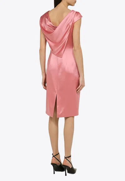 Shop Givenchy Asymmetrical Satin Midi Dress In Pink