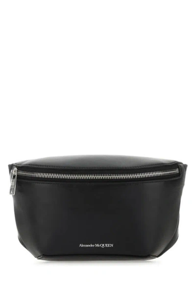Shop Alexander Mcqueen Man Black Leather Shoulder Bag