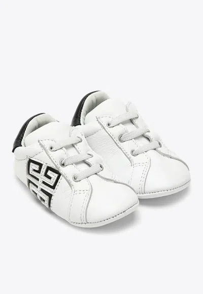 Shop Givenchy Babies 4g Logo Leather Sneakers In White