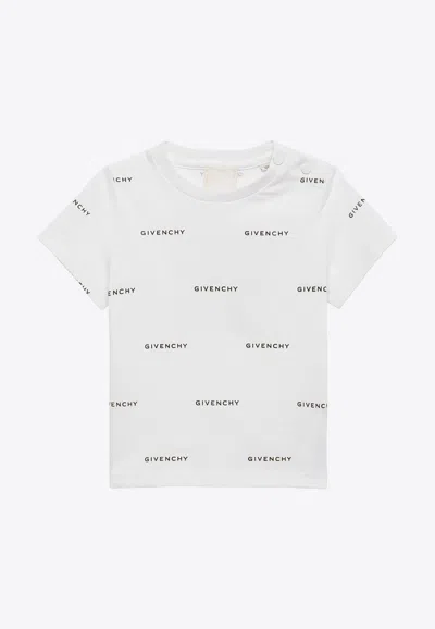 Shop Givenchy Babies All-over Logo Print T-shirt In White