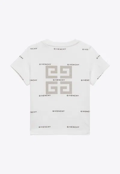 Shop Givenchy Babies All-over Logo Print T-shirt In White