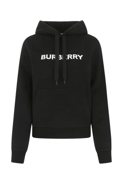 Shop Burberry Woman Black Cotton Oversize Sweatshirt