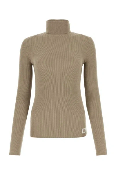 Shop Burberry Woman Cappuccino Wool Blend Sweater In Brown