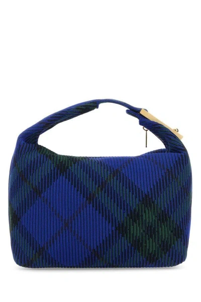 Shop Burberry Woman Embroidered Nylon Medium Peg Handbag In Multicolor