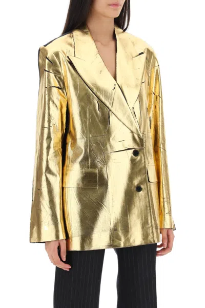 Shop Dries Van Noten Benos Blazer With Metallic Coating Women In Gray