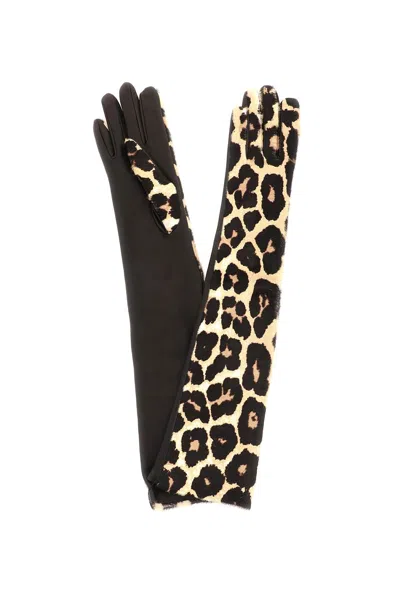 Shop Dries Van Noten Leopard-print Calf Hair Gloves Women In Multicolor