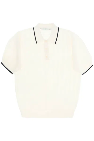 Shop Dries Van Noten Openwork Knit Polo Shirt Men In White