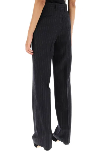 Shop Dries Van Noten Pinstripe Flannel Parchia Trousers Women In Gray