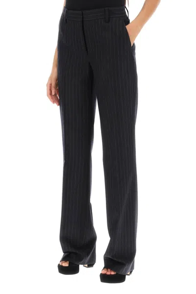 Shop Dries Van Noten Pinstripe Flannel Parchia Trousers Women In Gray