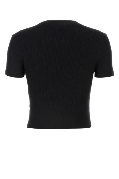 Shop Fendi Woman Black Stretch Cotton T-shirt