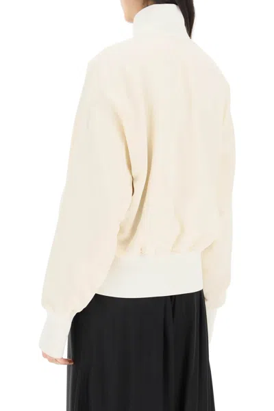 Shop Jil Sander Bomber Jacket With Embroidered Monogram Women In White