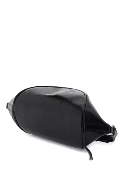 Shop Jil Sander Medium Shoulder Bag In Brushed Leather Men In Black
