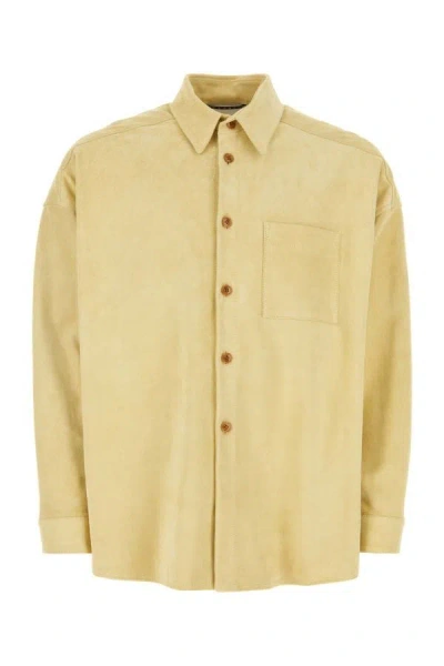 Shop Marni Man Pastel Yellow Suede Shirt