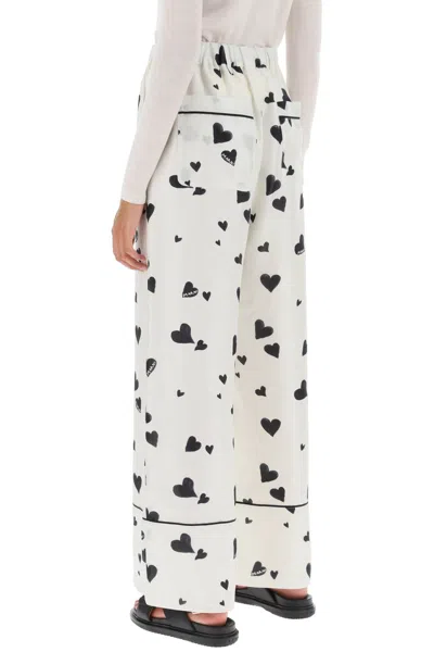 Shop Marni Pajama Pants With Bunch Of Hearts Motif Women In White