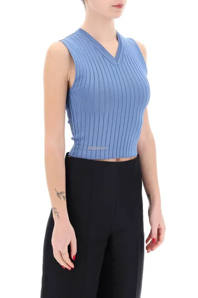 Shop Marni Sleeveless Ribbed Knit Top Women In Blue