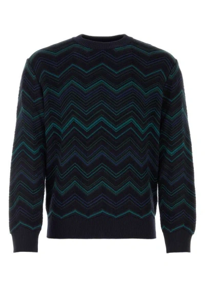 Shop Missoni Man Embroidered Cotton Blend Sweater In Multicolor