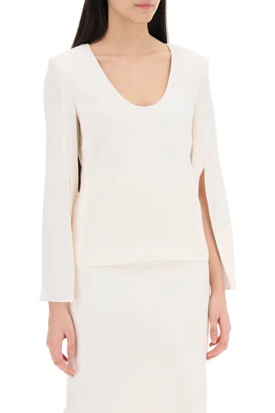 Shop Roland Mouret "cady Top With Flared Sleeve" Women In White