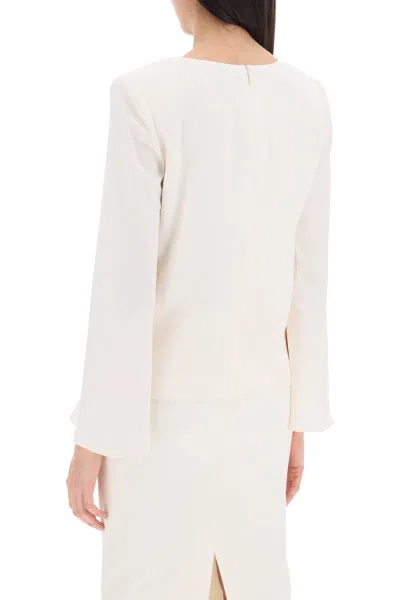 Shop Roland Mouret "cady Top With Flared Sleeve" Women In White