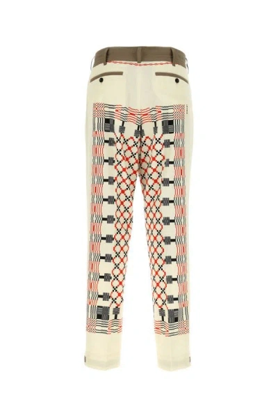 Shop Sacai Man Printed Cotton Pant In Multicolor