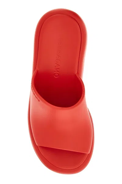 Shop Ferragamo Salvatore  Mules With Chunky Sole Women In Red