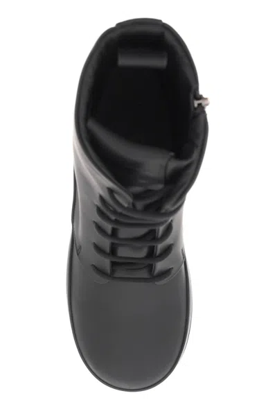 Shop Ferragamo Salvatore  Rubberized Leather Combat Boots Men In Black