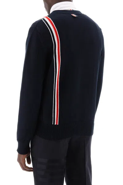 Shop Thom Browne Cotton Cardigan With Red, White Men In Blue