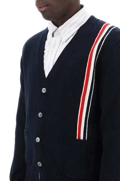 Shop Thom Browne Cotton Cardigan With Red, White Men In Blue