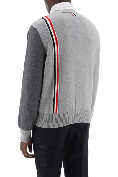 Shop Thom Browne Cotton Funmix Cardigan With Rwb Men In Gray