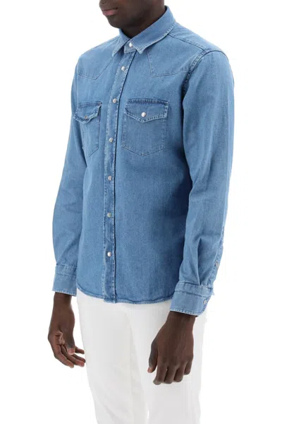 Shop Tom Ford Denim Western Shirt For Men Men In Blue