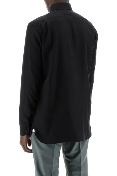 Shop Tom Ford Silk Blend Poplin Shirt Men In Black