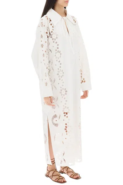 Shop Valentino Maxi Dress In  Broderie Infinie Flower Women In White