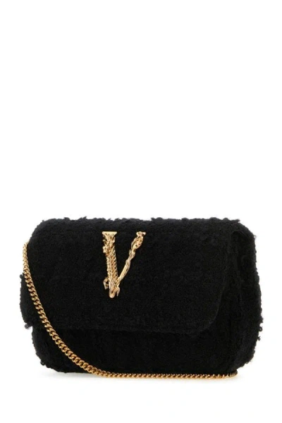 Shop Versace Woman Black Fabric Mini Virtus Clutch