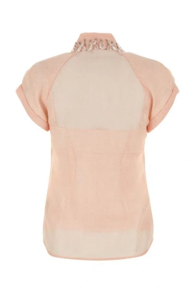 Shop Zimmermann Woman Pink Linen Blend Matchmaker Shirt