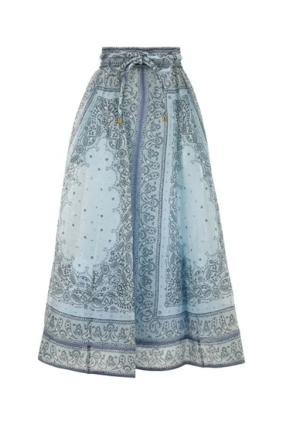 Shop Zimmermann Woman Printed Linen Blend Matchmaker Skirt In Multicolor
