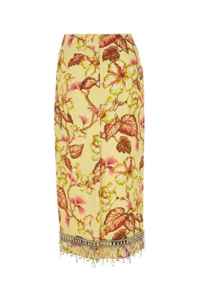 Shop Zimmermann Woman Printed Linen Skirt In Multicolor